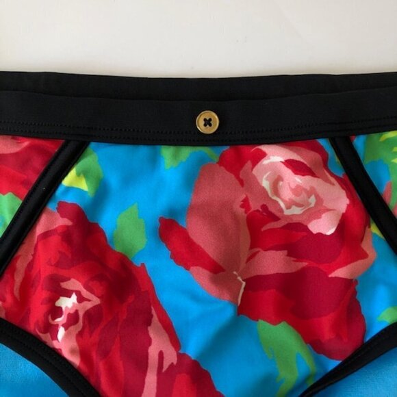 Betsey Johnson Womens Framed Flowers Hipster Swim Bottom Swimwear - Picture 7 of 11